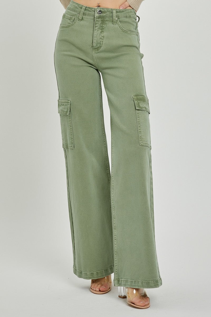 High Rise Flared Cargo Pants