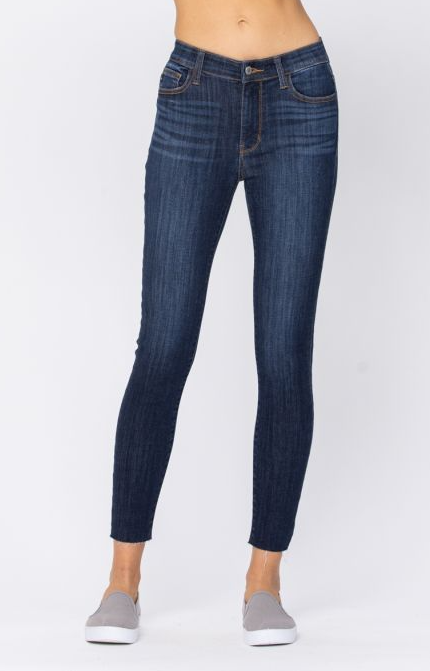 Grace in LA Jeans Women's Frayed Hem Side Zipper Stripe Skinny Fit