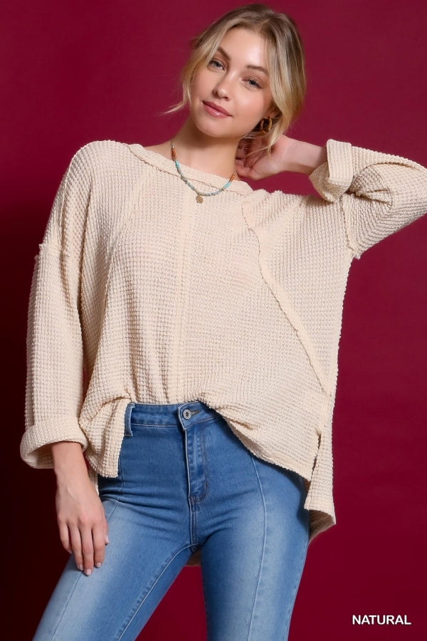 Waffle Knit Jumper - Neutral