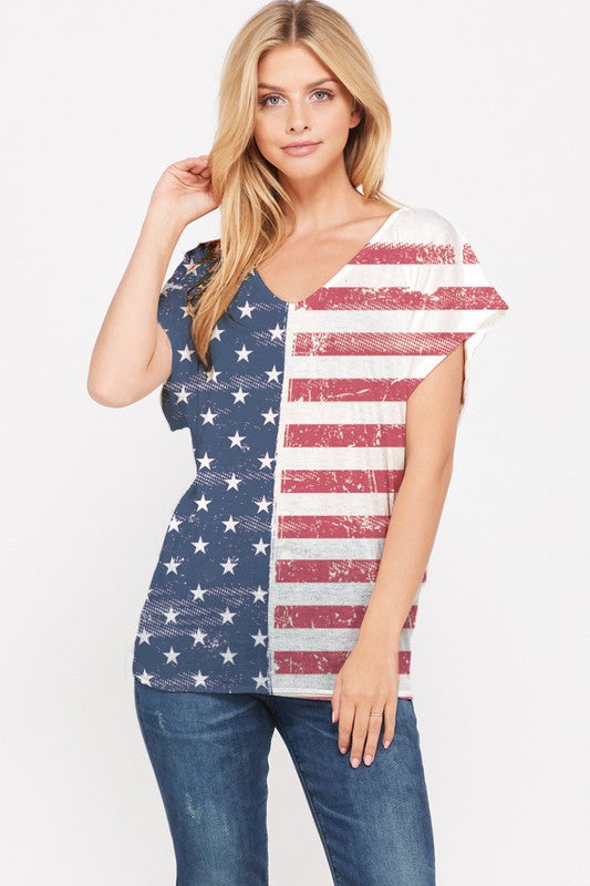 Women's American Flag Scoop Neck T-Shirt