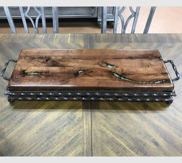 Large Charcuterie Board With Horseshoe Handles 25x8in, Custom Wood