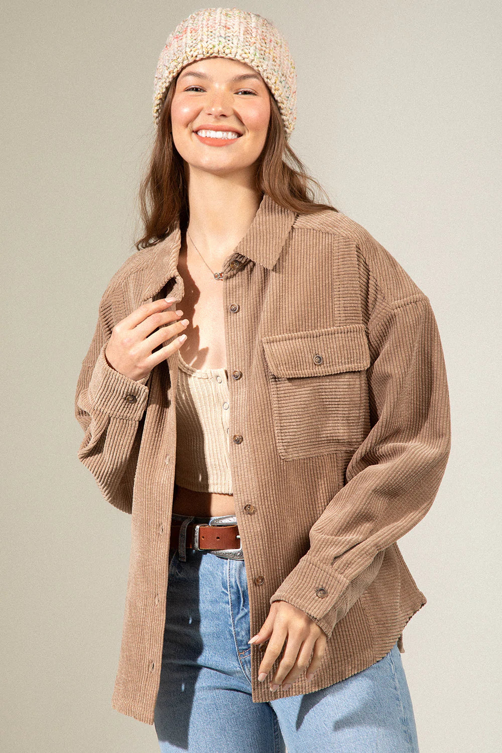 Tina Raye Corduroy Shacket in Mocha - Our Stuff